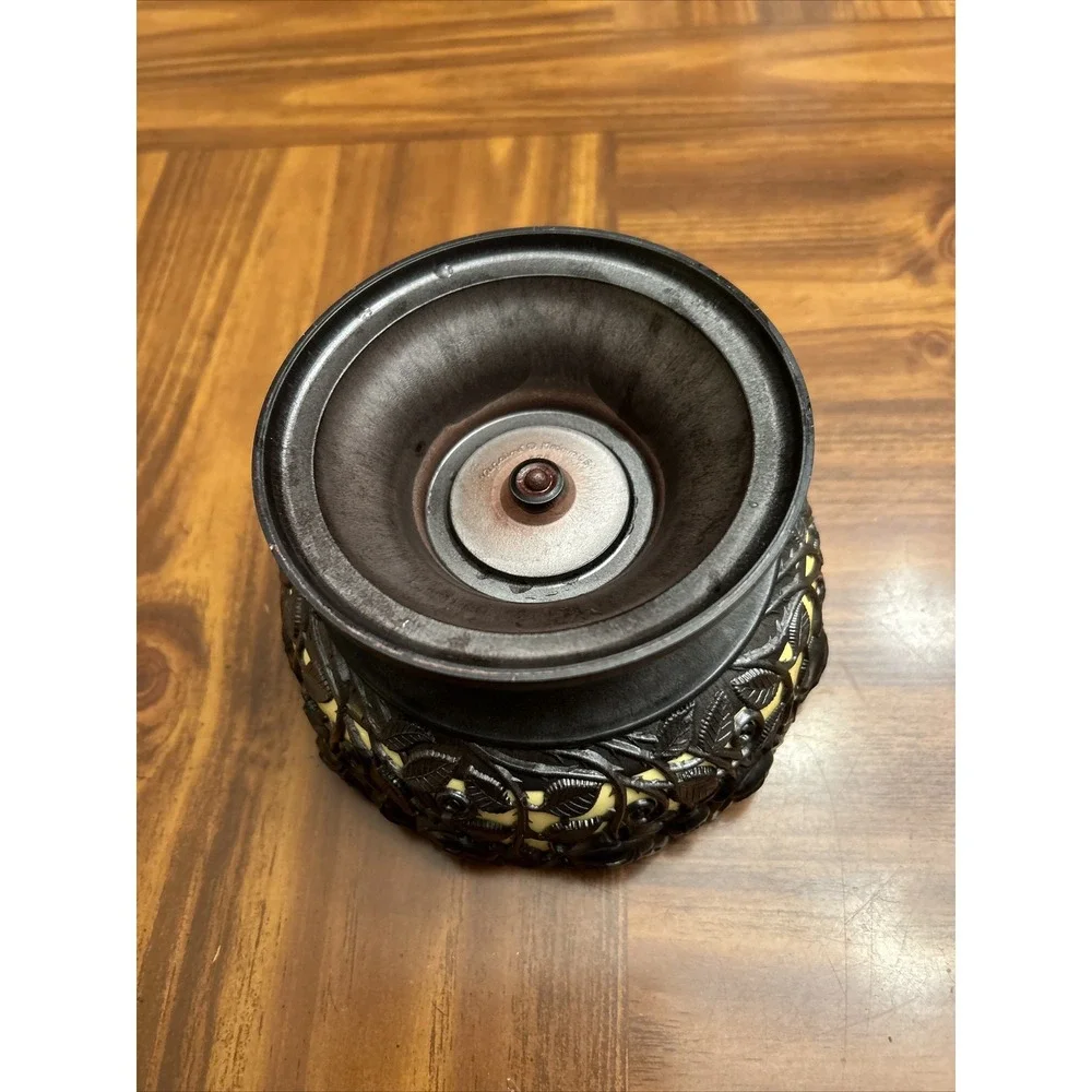 Vintage Regaline Plastic Footed Bowl Roses Flowers USA Melamine Yellow Black Ros